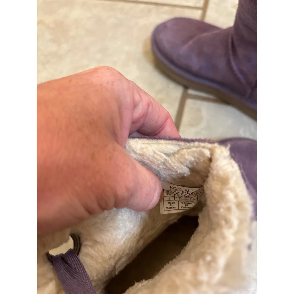 Koolaburra by UGG Victoria Purple Suede Bow Boots Kids Size 12 110861T